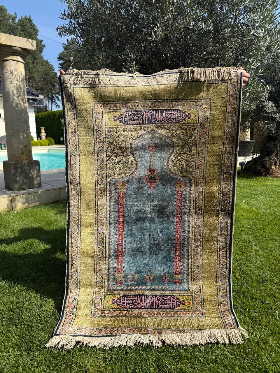 Dywan Kayserie 150x87 cm, jedwab naturalny, bawełna kremowa, Turcja, lata 60. - 193778