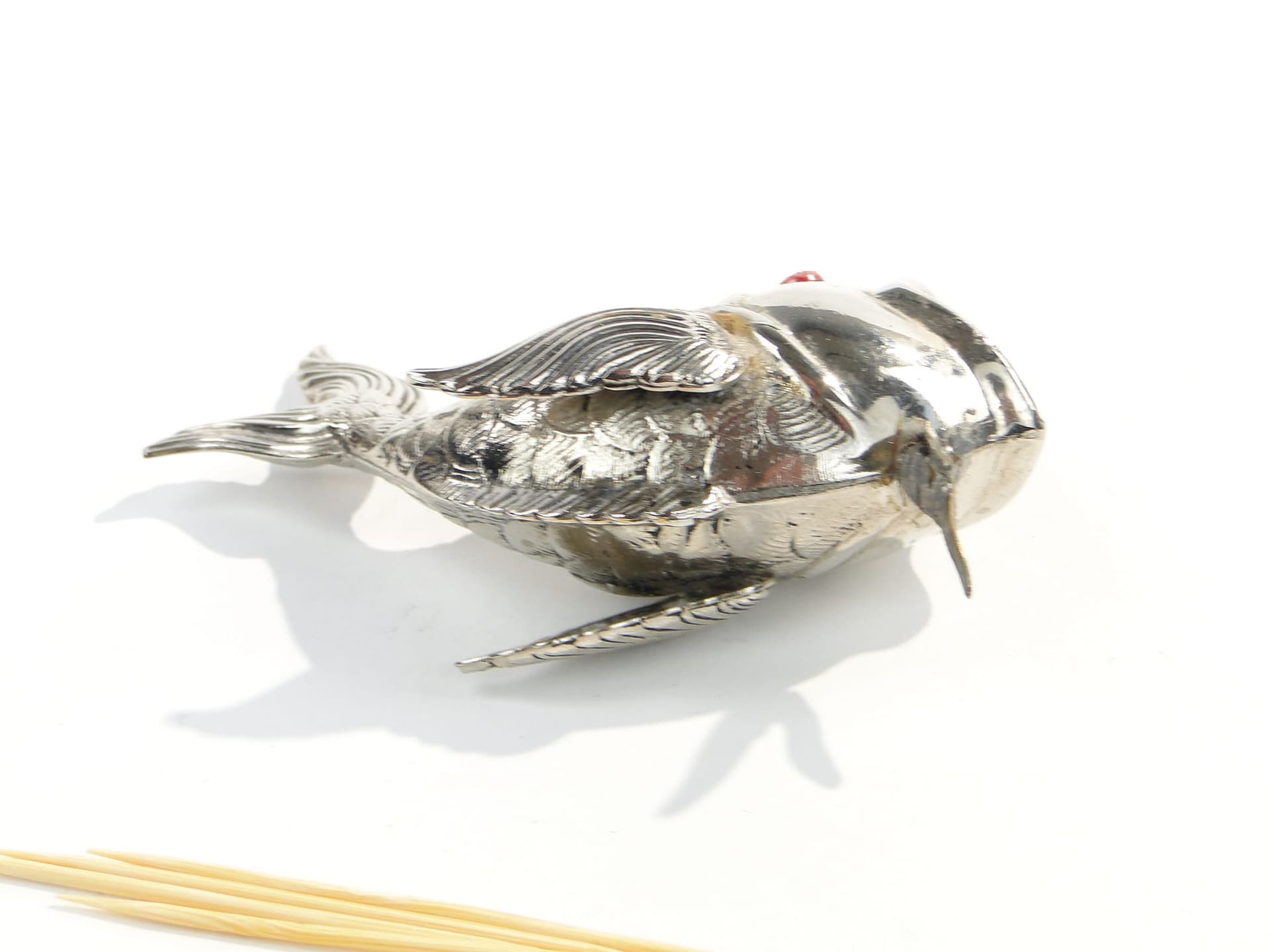 Toothpick Holder Fish, Art Deco, Silver Metal, Spain, 1950s - 193993