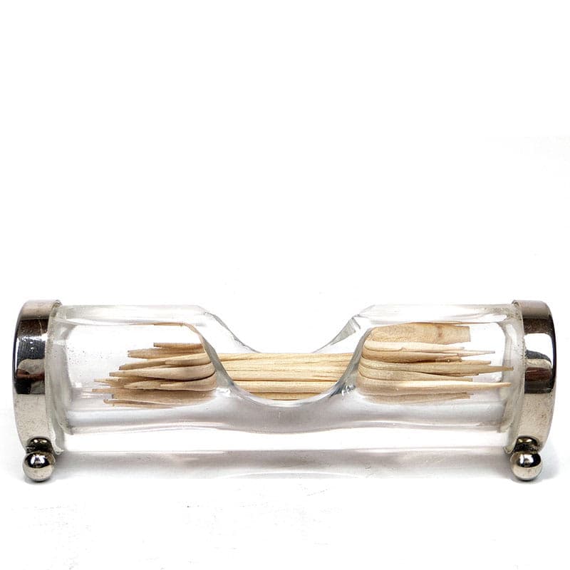 Pojemnik na wykałaczki secesyjny, transparentny, szkło kryształowe, Niemcy, lata 90. XIX w.