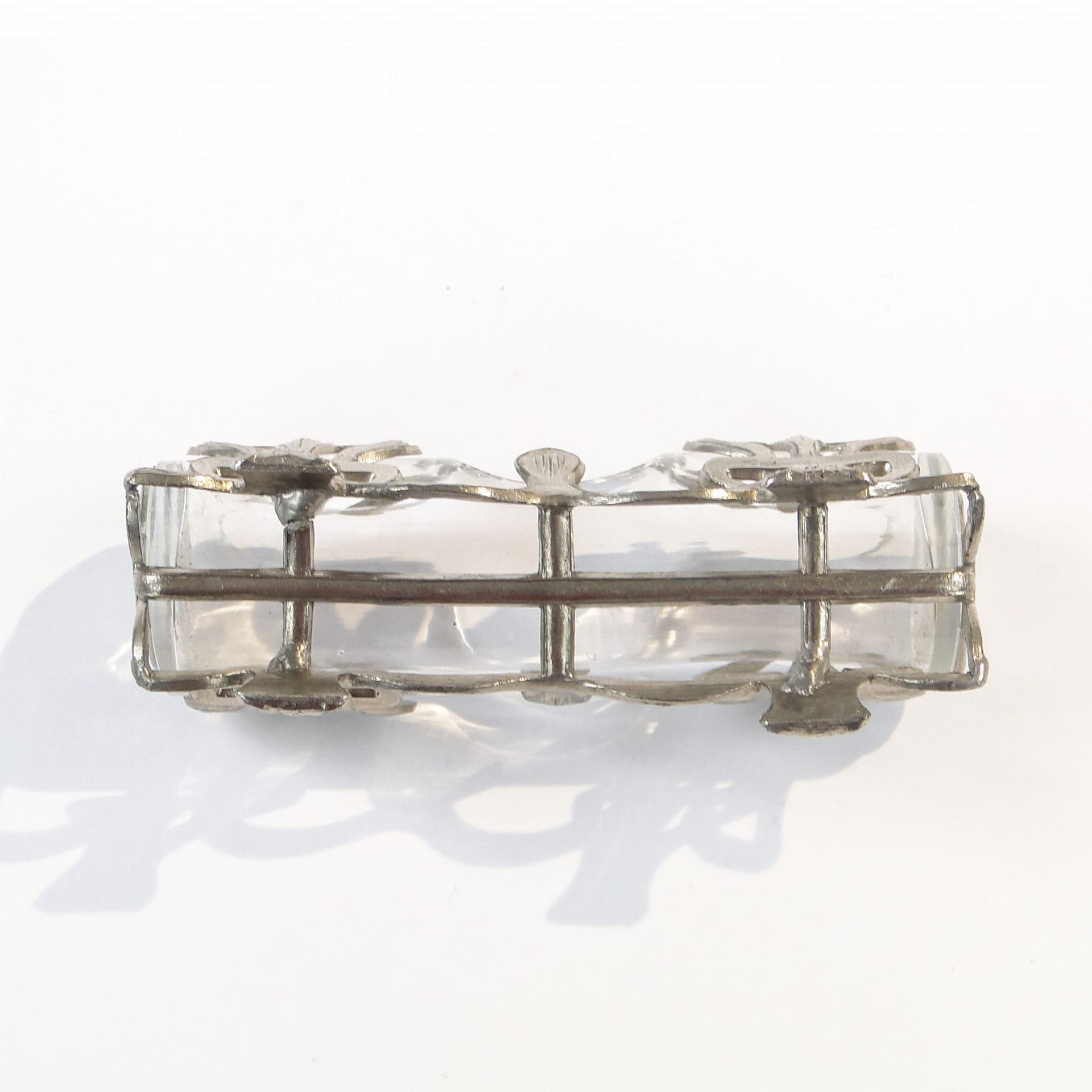 Postument na wykałaczki secesyjny srebrny, cyna szkło, Europa Zachodnia, około 1900 - 194087