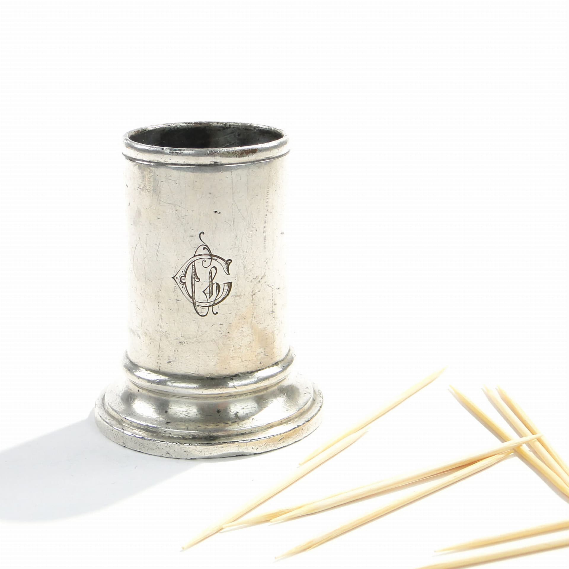 Toothpick holder, silver-plated brass, Norblin, Poland, 19th c.