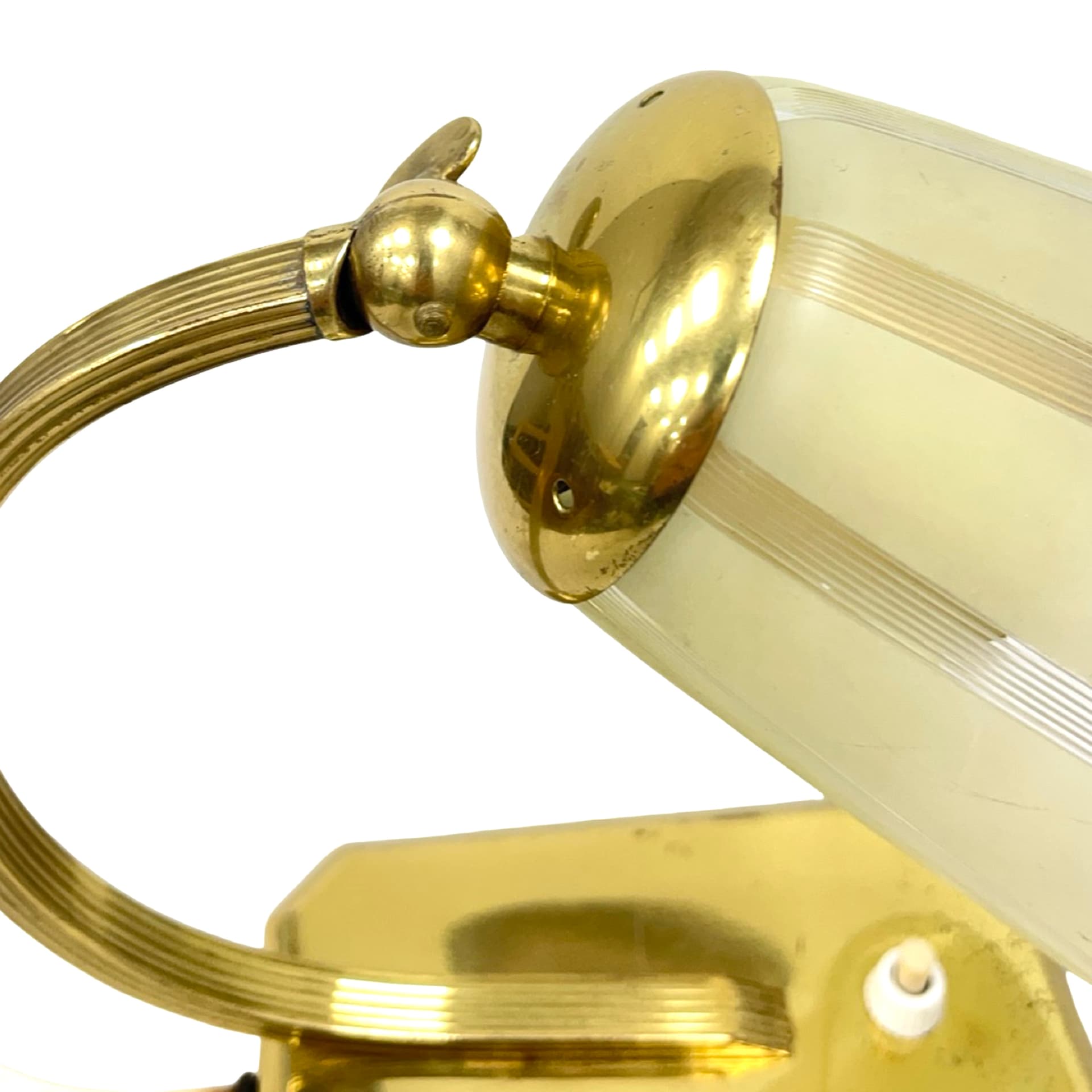 Lampa biurkowa Art Déco, złoty mosiądz, szkło, Niemcy, lata 50. - 194178