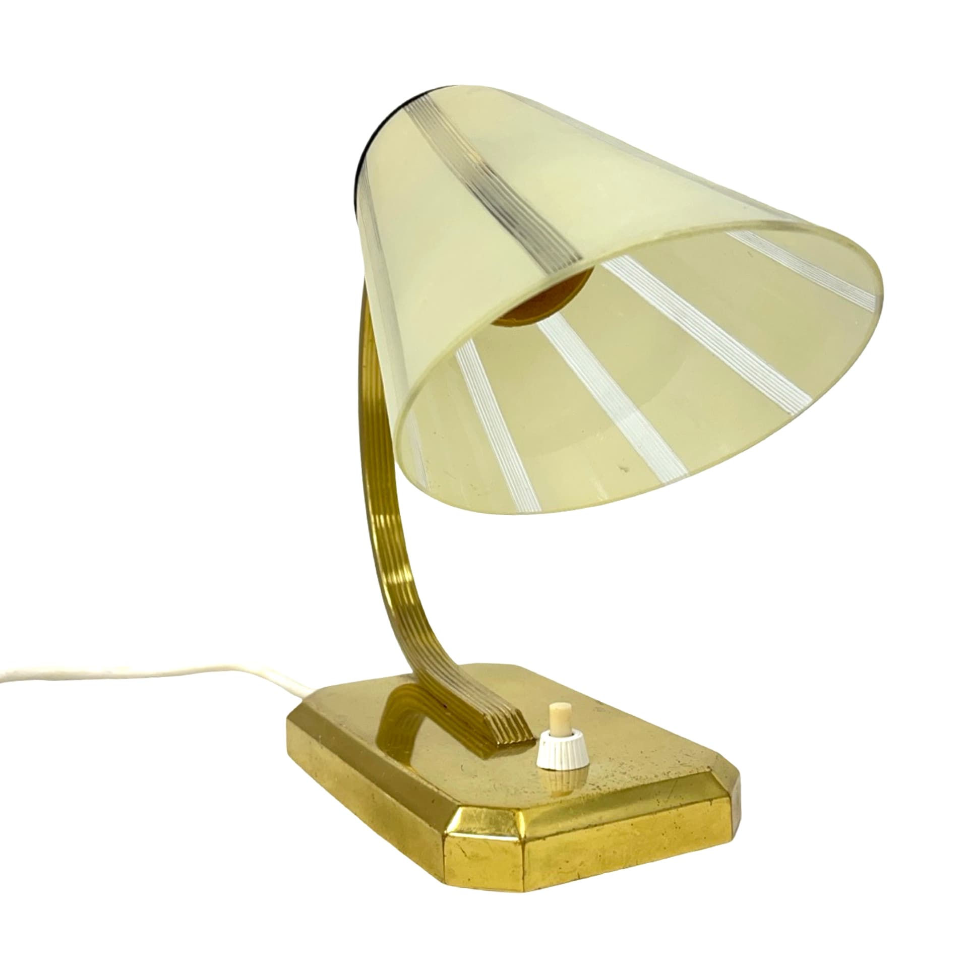 Lampa biurkowa Art Déco, złoty mosiądz, szkło, Niemcy, lata 50. - 194180