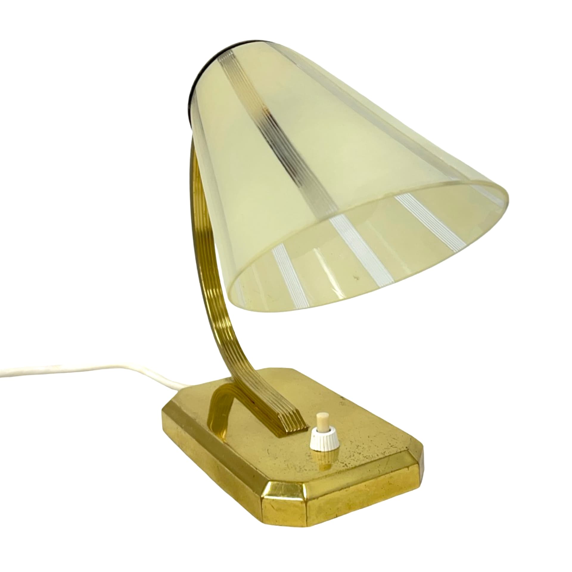 Lampa biurkowa Art Déco, złoty mosiądz, szkło, Niemcy, lata 50. - 194181