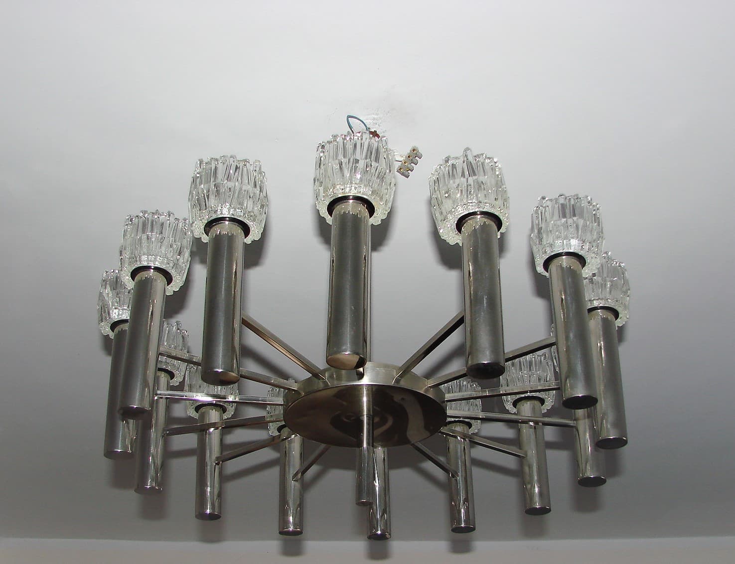 Żyrandol, srebrny, metal, Włochy, lata 70. - 194220