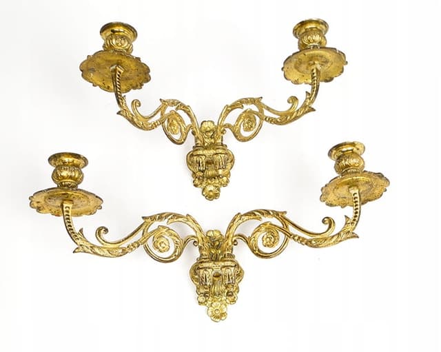 Para kinkietów Empire, złoty brąz, Francja, XIX wiek - WYMIARY