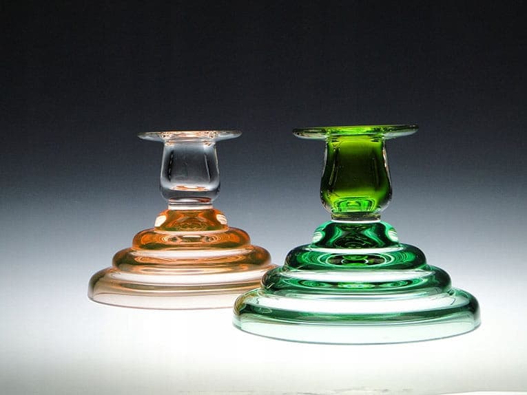 Pair of modernist candlesticks, multicolor glass, Czech Republic, 1960s - 194247