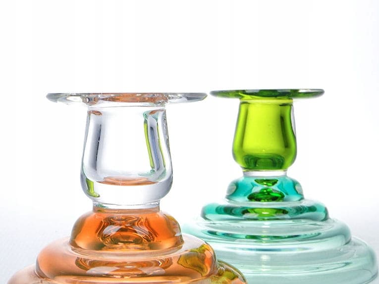 Pair of modernist candlesticks, multicolor glass, Czech Republic, 1960s - 194252
