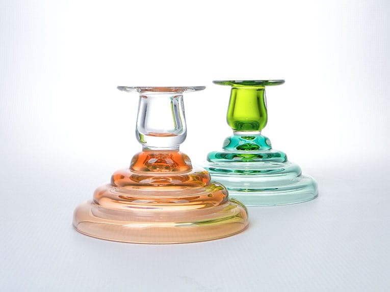 Pair of modernist candlesticks, multicolor glass, Czech Republic, 1960s - 194249
