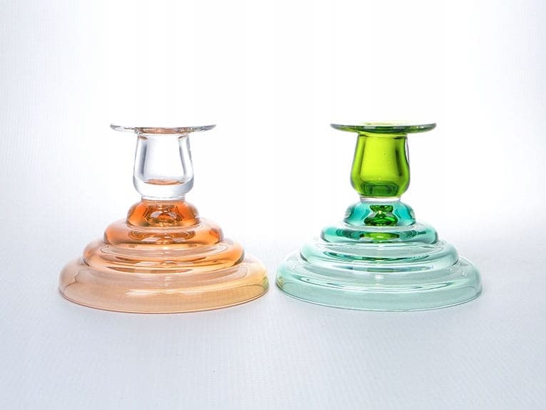Pair of modernist candlesticks, multicolor glass, Czech Republic, 1960s - 194248