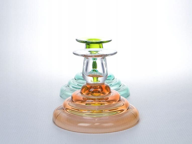 Pair of modernist candlesticks, multicolor glass, Czech Republic, 1960s - 194253