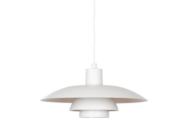 Lampa wisząca PH 4/3, biały, aluminium, proj. P. Henningsen, Louis Poulsen, Dania, lata 90. - WYMIARY
