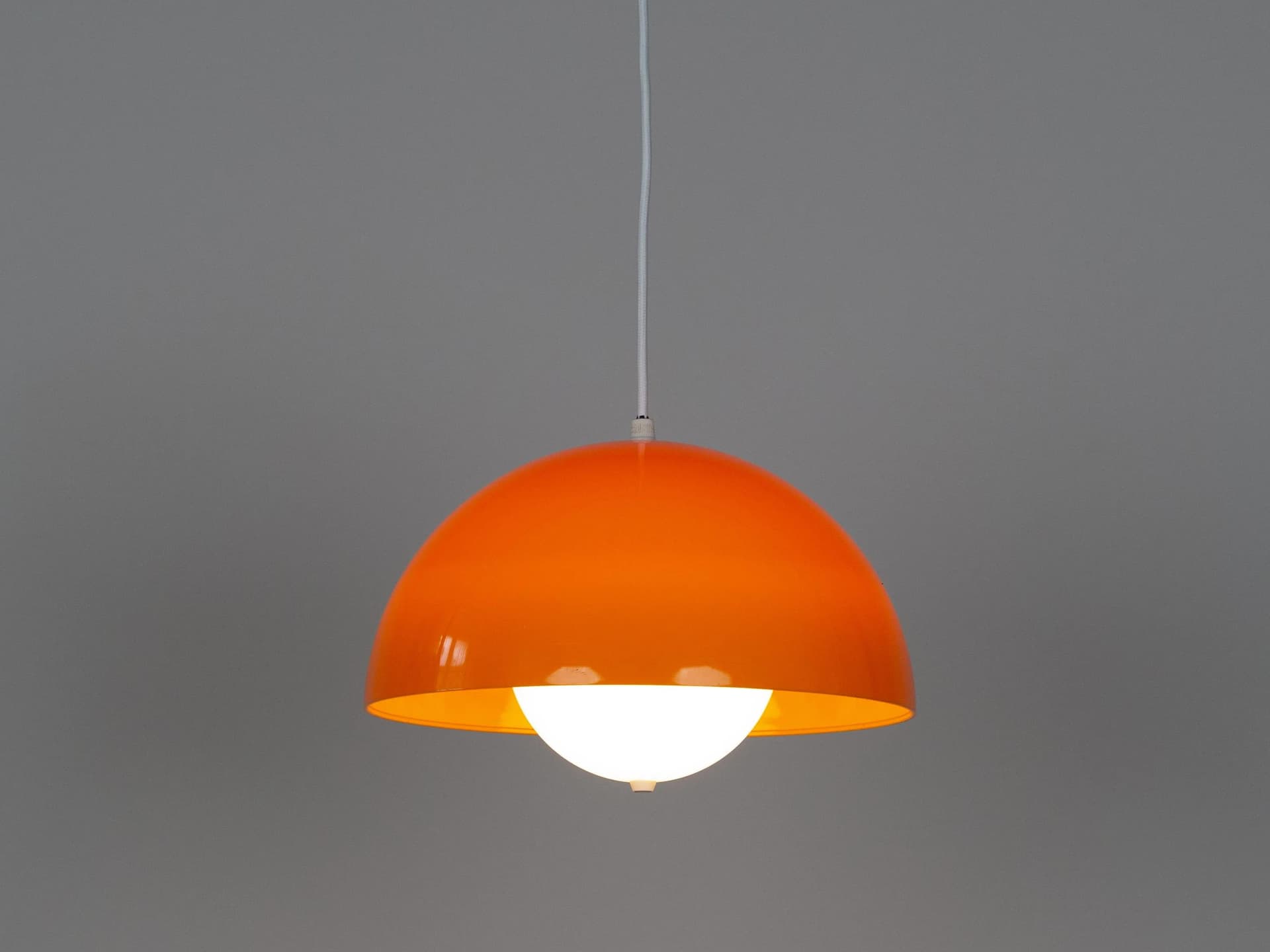 Pomarańczowe aluminiowe lampy wiszące space-age, Dania, lata 70. - 13582