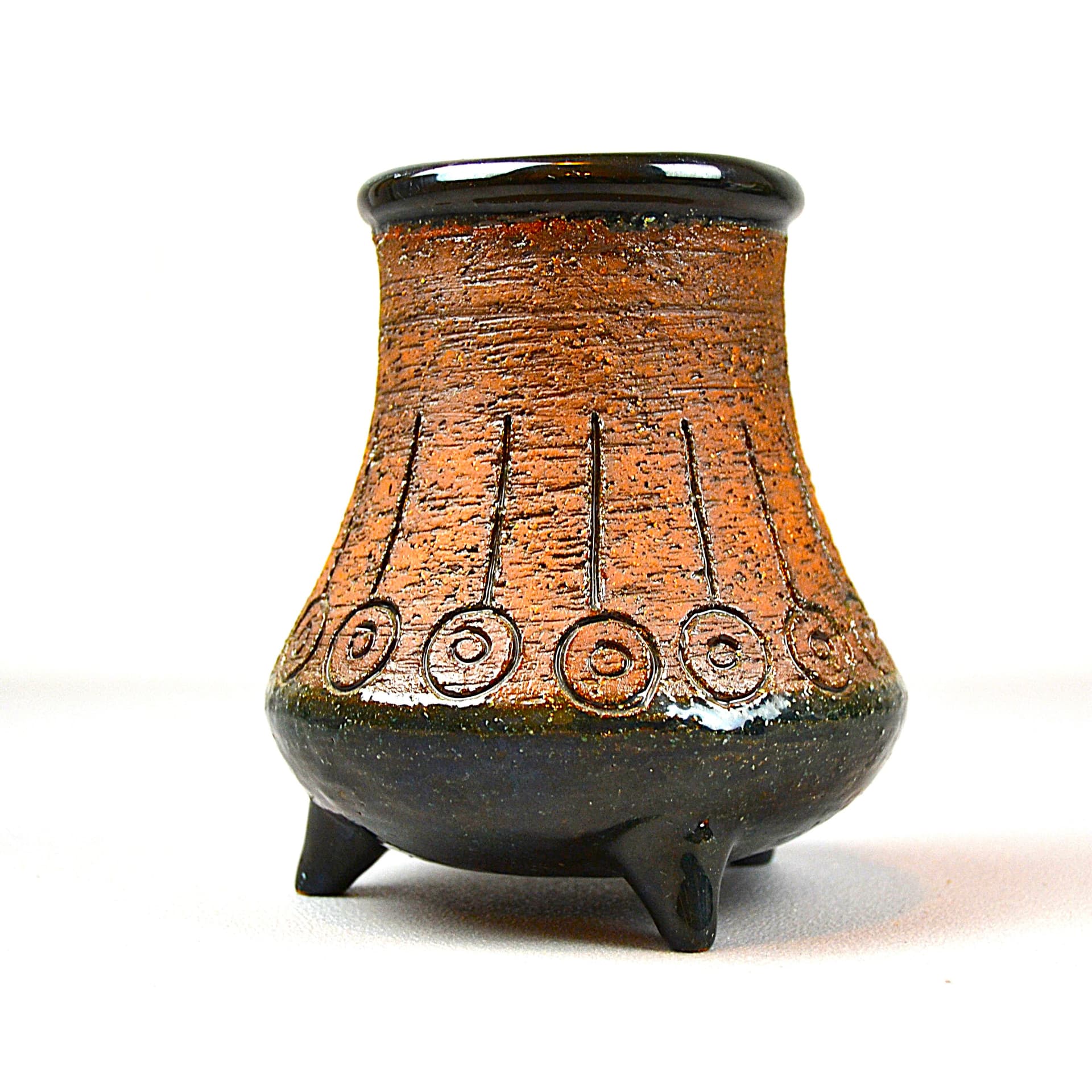 Set of decorative vessels, brown black, ceramics, by E. Bjerény, Sweden, 1960s. - 194567