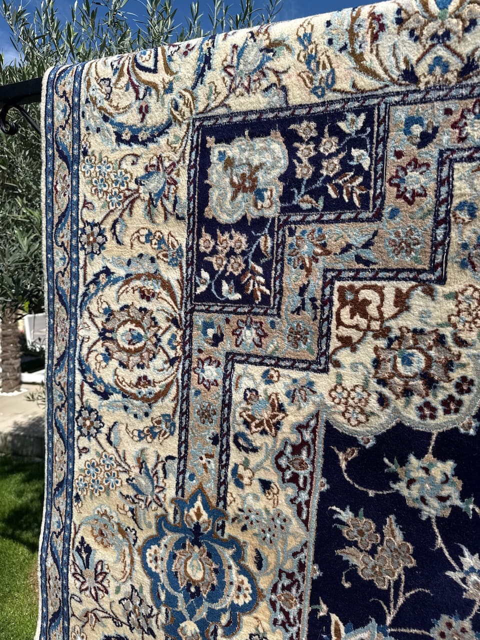 Dywan perski Nain 360x250 cm, granatowy, wełna, Iran, lata 90. - 194614