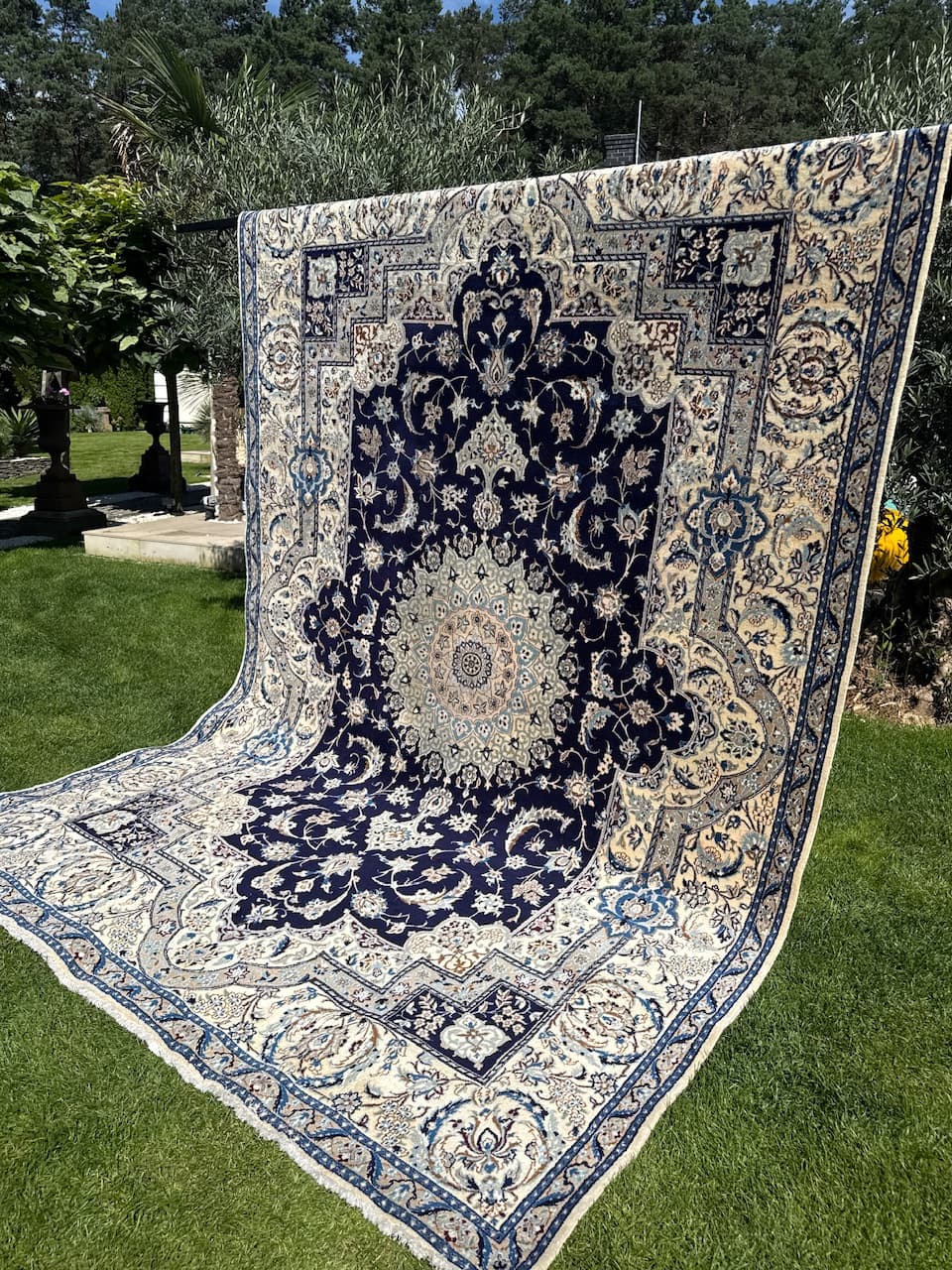 Dywan perski Nain 360x250 cm, granatowy, wełna, Iran, lata 90. - 194611