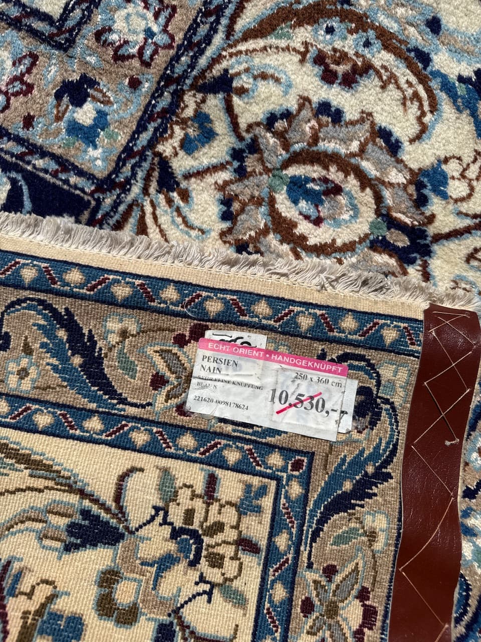 Dywan perski Nain 360x250 cm, granatowy, wełna, Iran, lata 90. - 194617