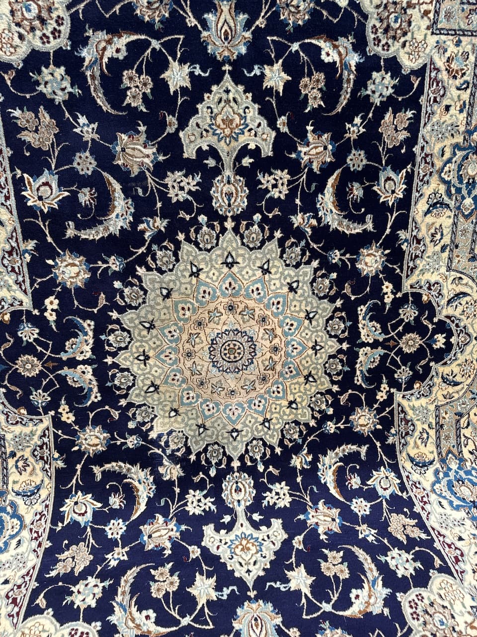 Dywan perski Nain 360x250 cm, granatowy, wełna, Iran, lata 90. - 194605