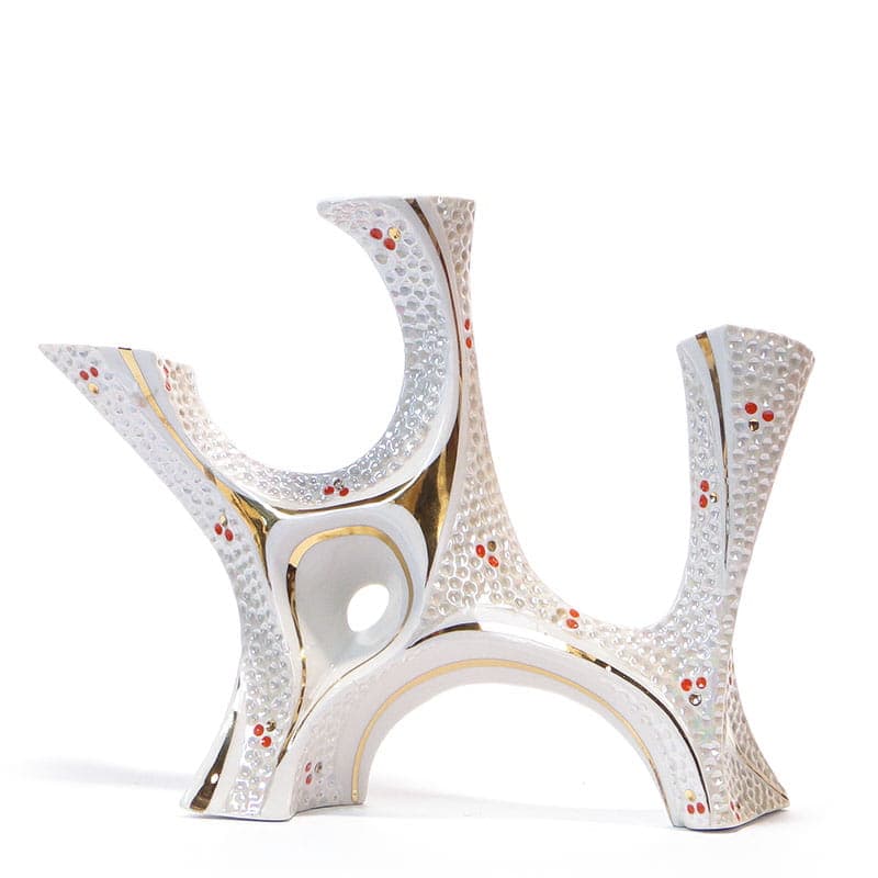 Świecznik Pop Art, porcelana biała, Steatyt, Polska, lata 60.