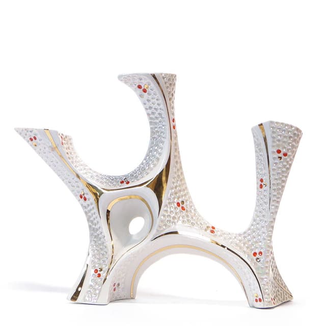 Świecznik Pop Art, porcelana biała, Steatyt, Polska, lata 60. - WYMIARY