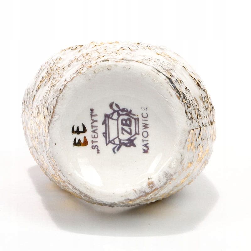 Wazon podwójny, biały złocony, porcelana, Steatyt, Polska, lata 60. - 194739