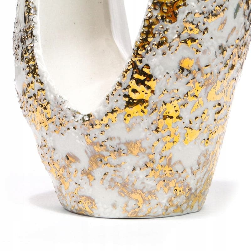 Wazon podwójny, biały złocony, porcelana, Steatyt, Polska, lata 60. - 194736