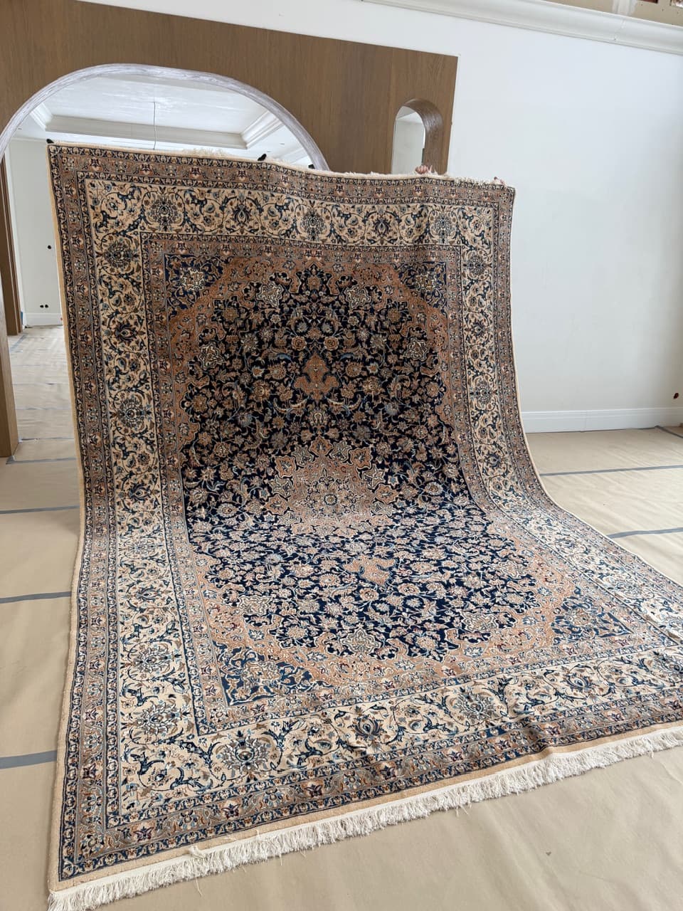 Rug Nain 410x300 cm, navy blue, wool silk, Iran - 194787