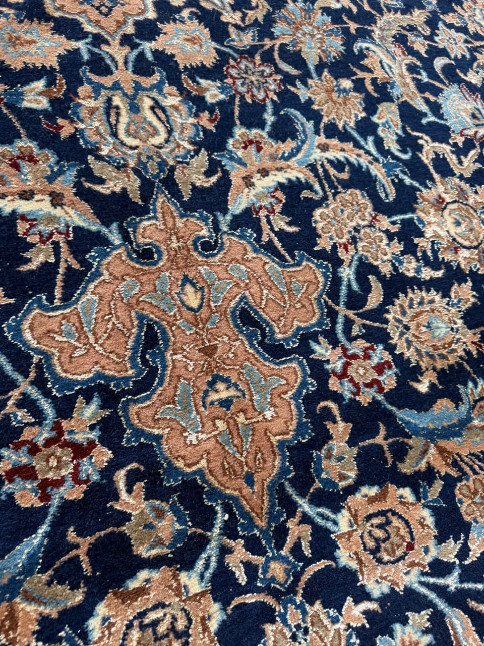 Rug Nain 410x300 cm, navy blue, wool silk, Iran - 194782