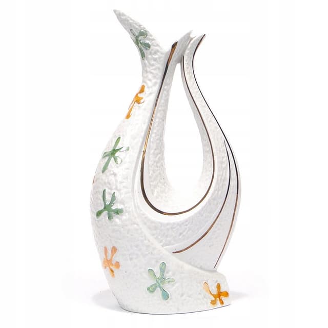Wazon Pop Art Kogucik, porcelana biała, Steatyt, Polska, lata 60. - WYMIARY