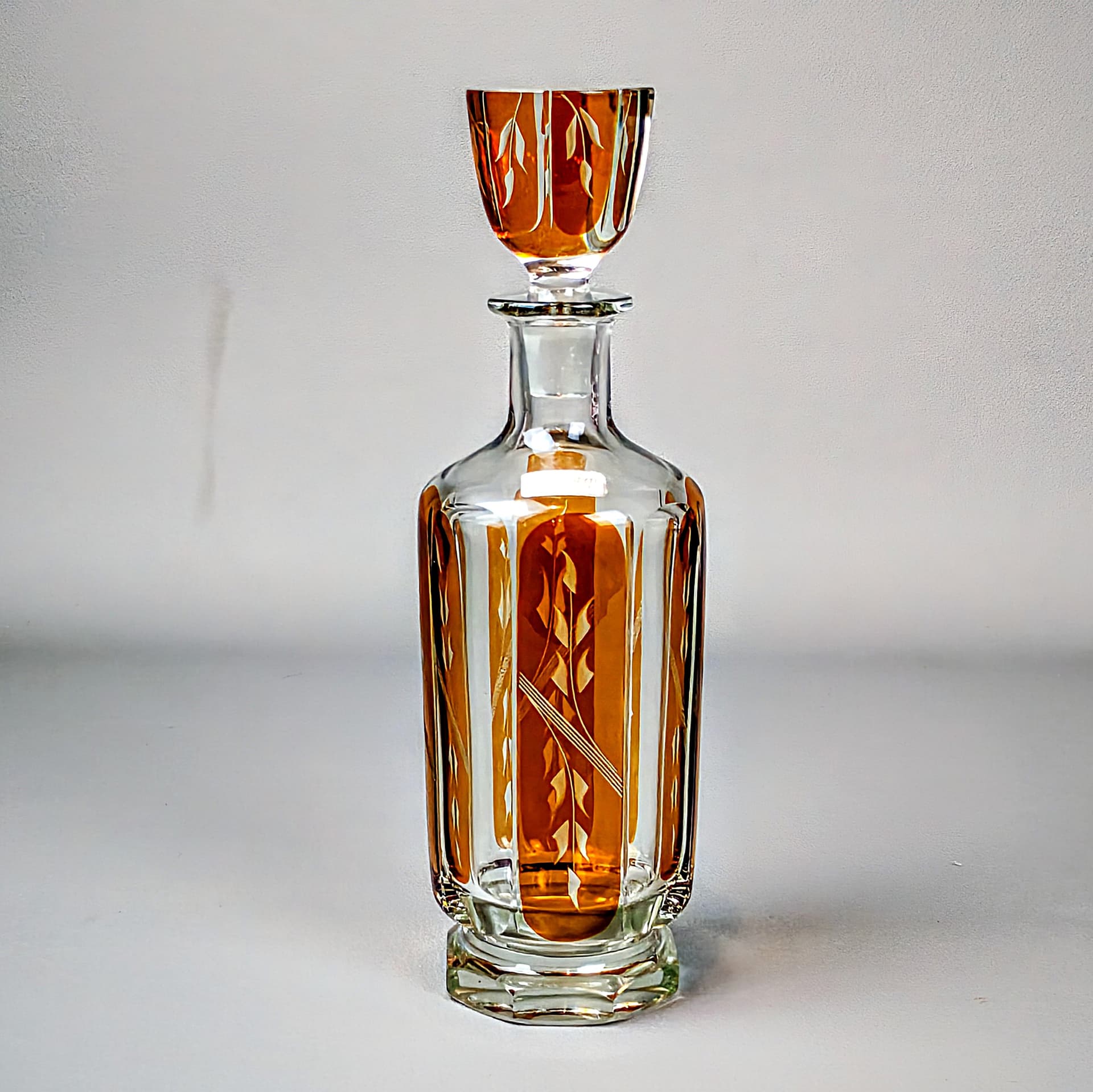 Zestaw kieliszków z karafką, art déco, szkło kryształowe przezroczyste bursztynowy, Europa, początek XX w. - 194885