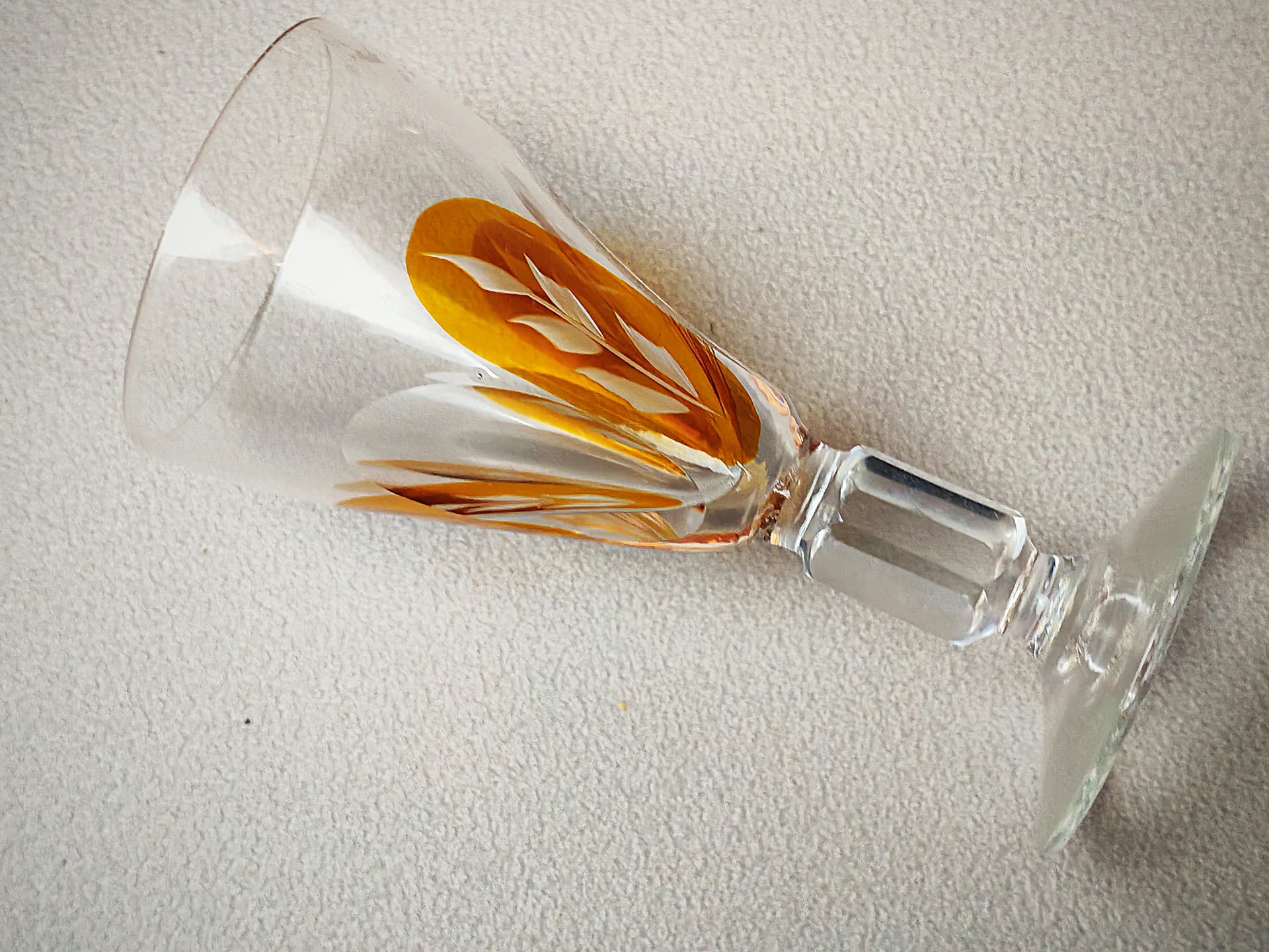 Zestaw kieliszków z karafką, art déco, szkło kryształowe przezroczyste bursztynowy, Europa, początek XX w. - 194891