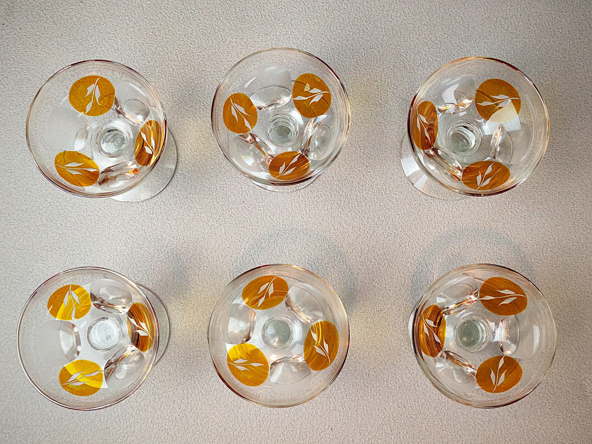 Komplet kieliszków do wina Golden Honey, transparentny, kryształ, art déco, początek XX w. - 194900