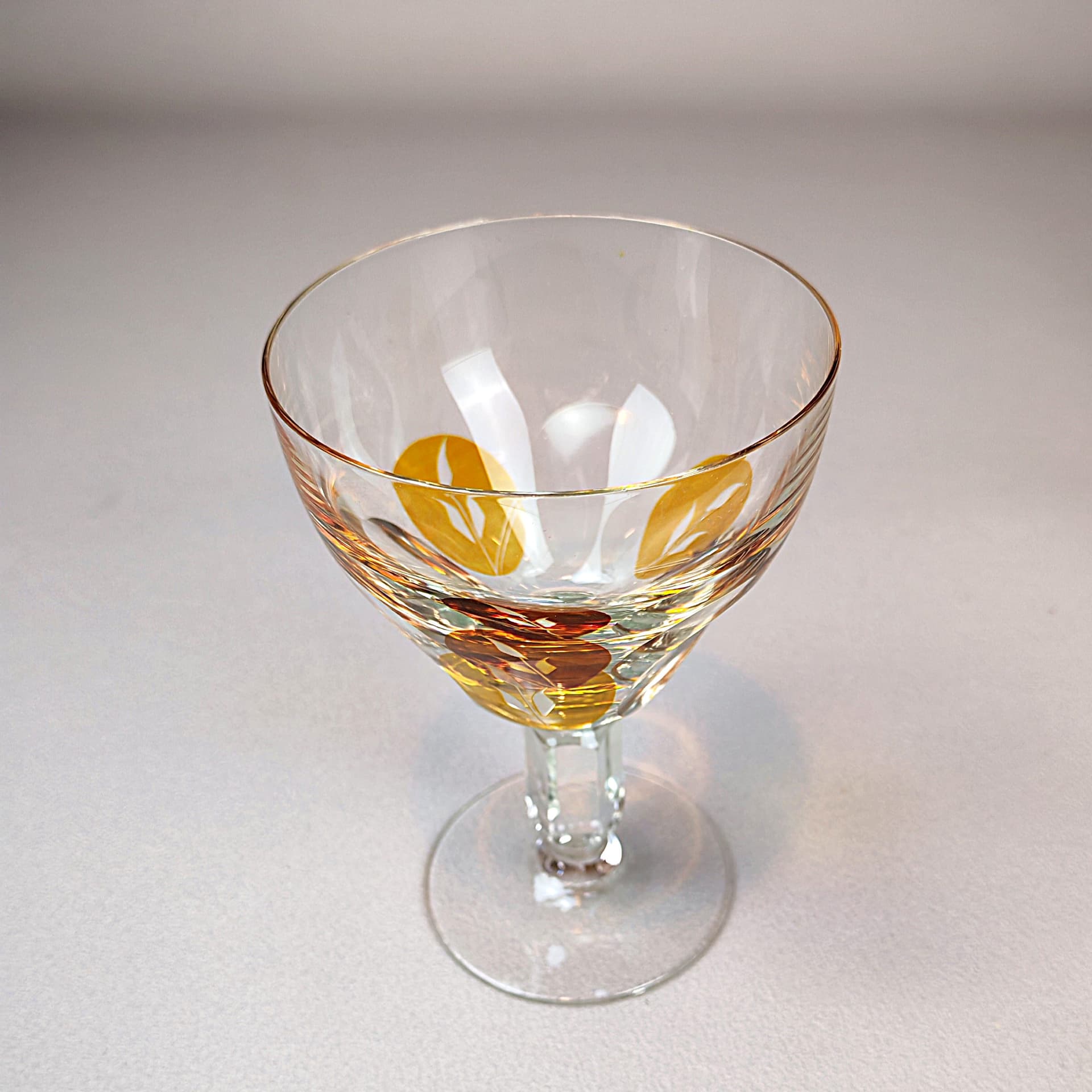 Komplet kieliszków do wina Golden Honey, transparentny, kryształ, art déco, początek XX w. - 194893