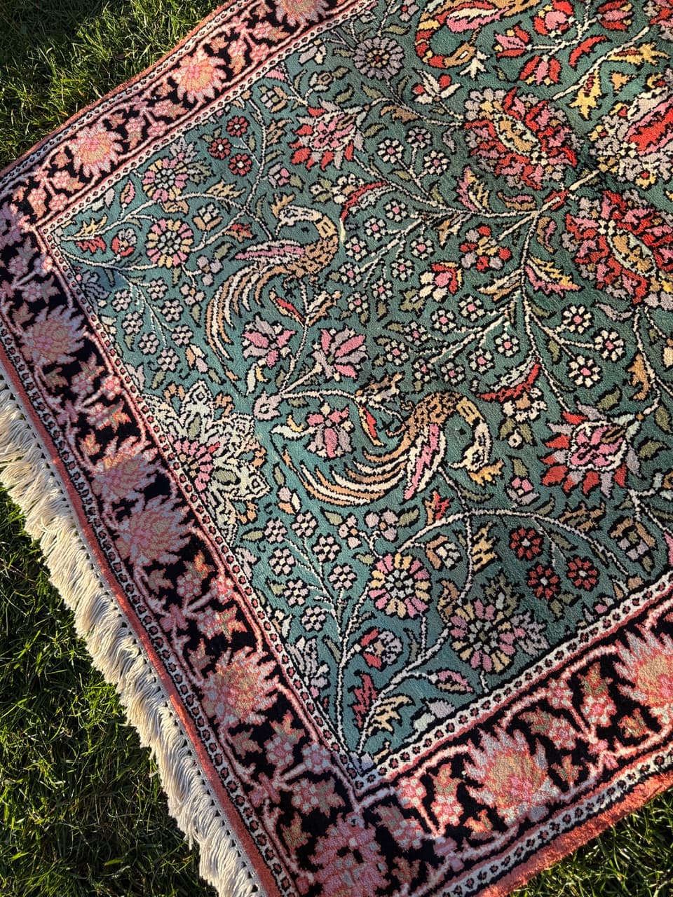 Runner Rug Ghoum/Qom 285x100 cm, turquoise, silk, cotton, India - 194939