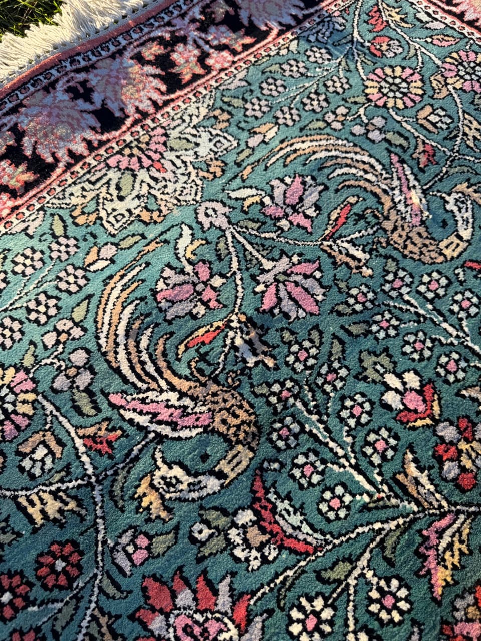 Runner Rug Ghoum/Qom 285x100 cm, turquoise, silk, cotton, India - 194944