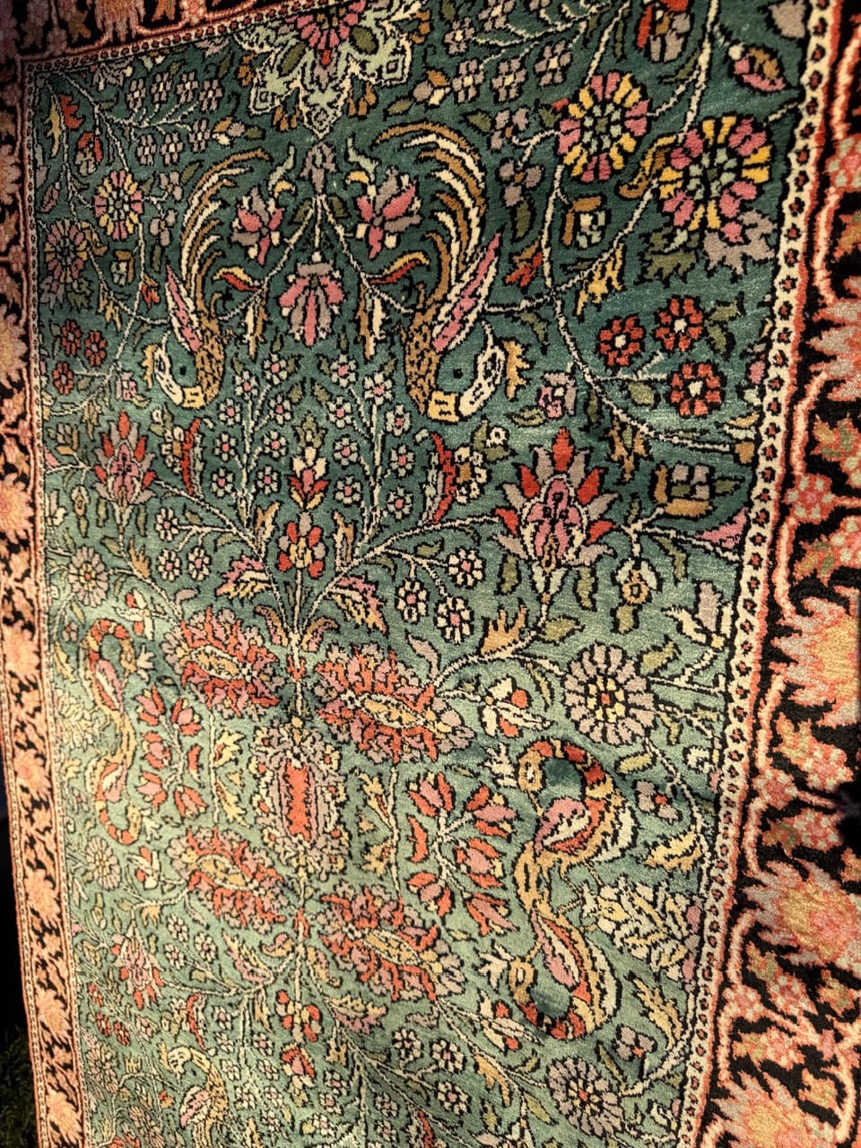 Runner Rug Ghoum/Qom 285x100 cm, turquoise, silk, cotton, India - 194938