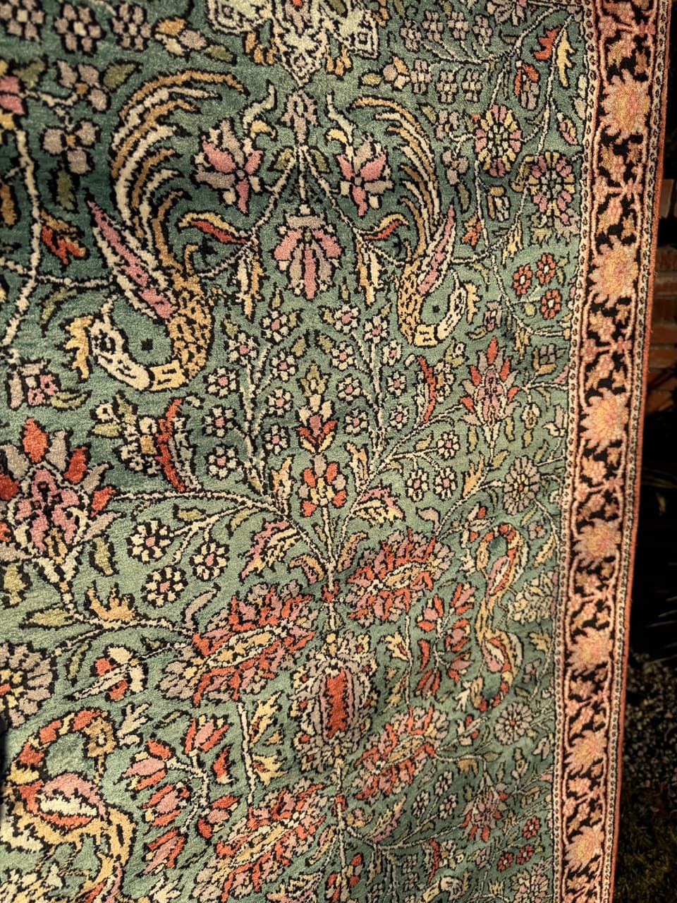 Runner Rug Ghoum/Qom 285x100 cm, turquoise, silk, cotton, India - 194935