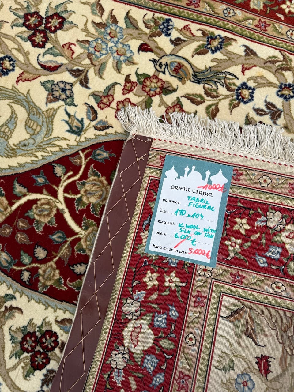 Dywan Tabriz Figural 170x104 cm, multikolor, wełna kaszmir, jedwab, Iran - 194969