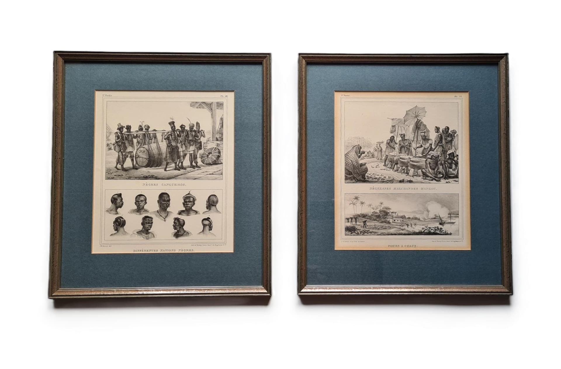 Para litografii, czarno-białe, papier, aut. J.-B. Debret, Francja, XIX w.