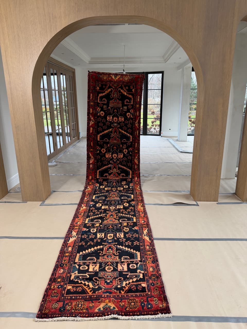 Runner Hamadan 485x105 cm, navy blue, wool, Iran - 195140