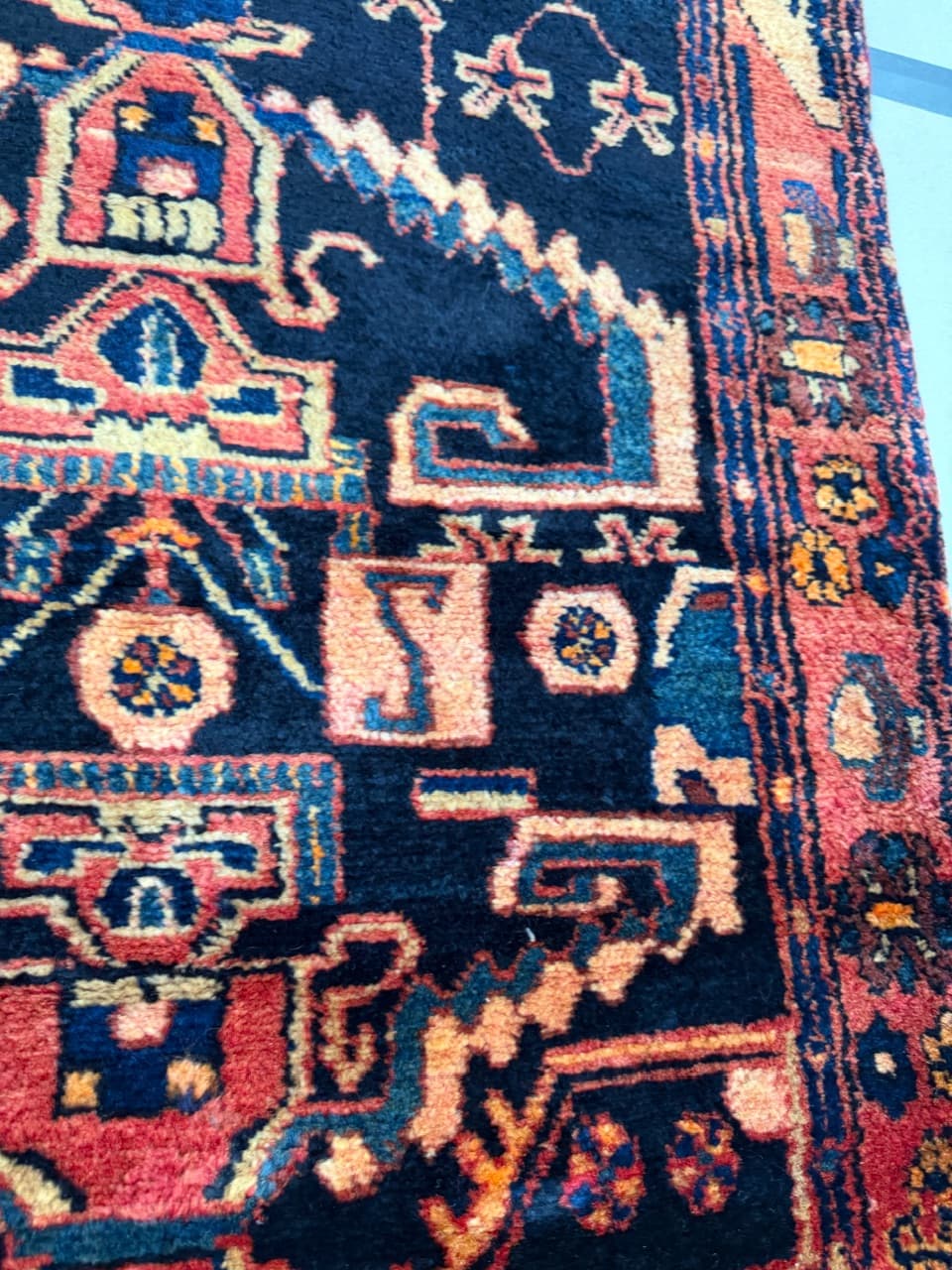 Runner Hamadan 485x105 cm, navy blue, wool, Iran - 195146