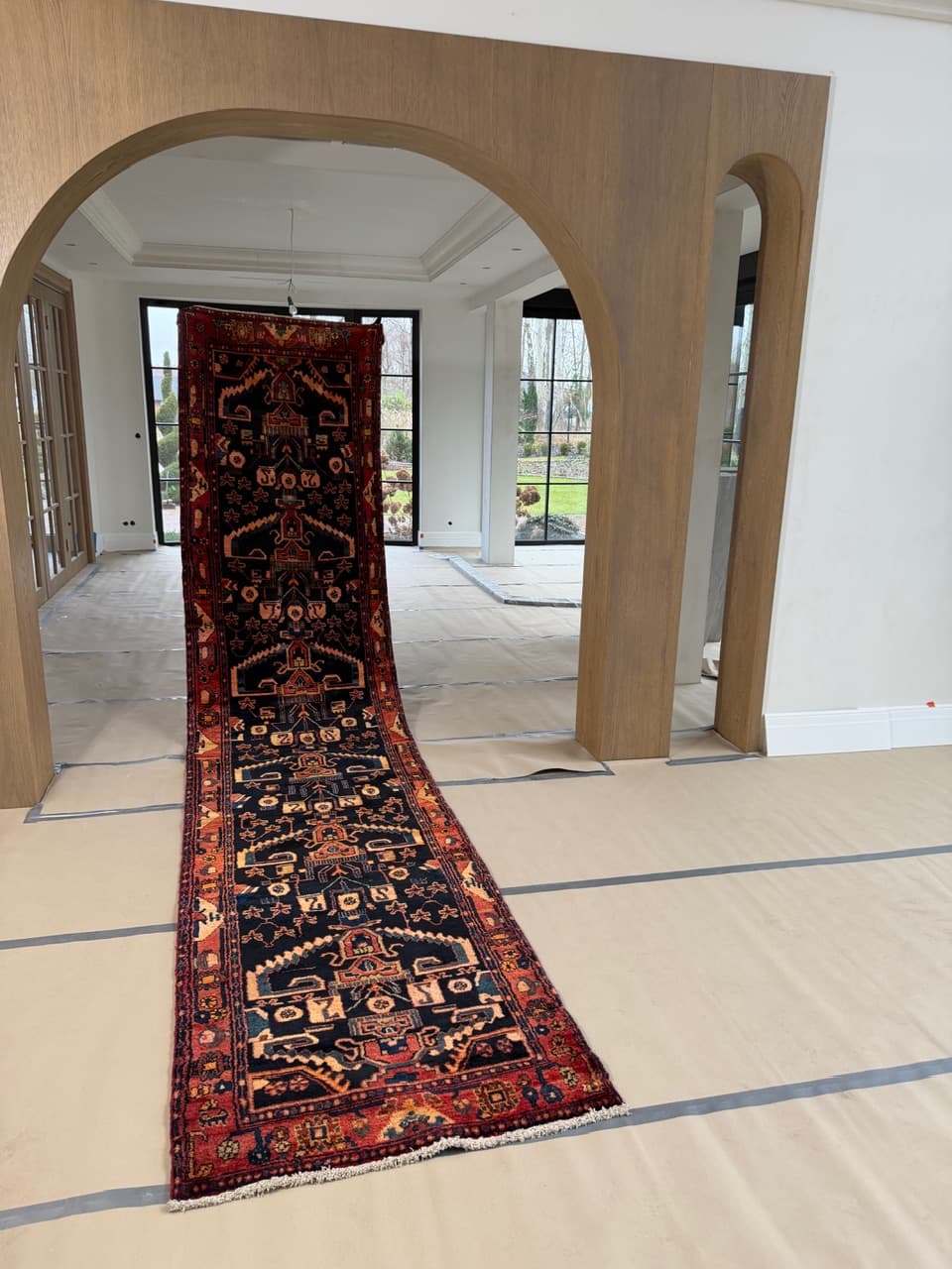 Runner Hamadan 485x105 cm, navy blue, wool, Iran - 195138