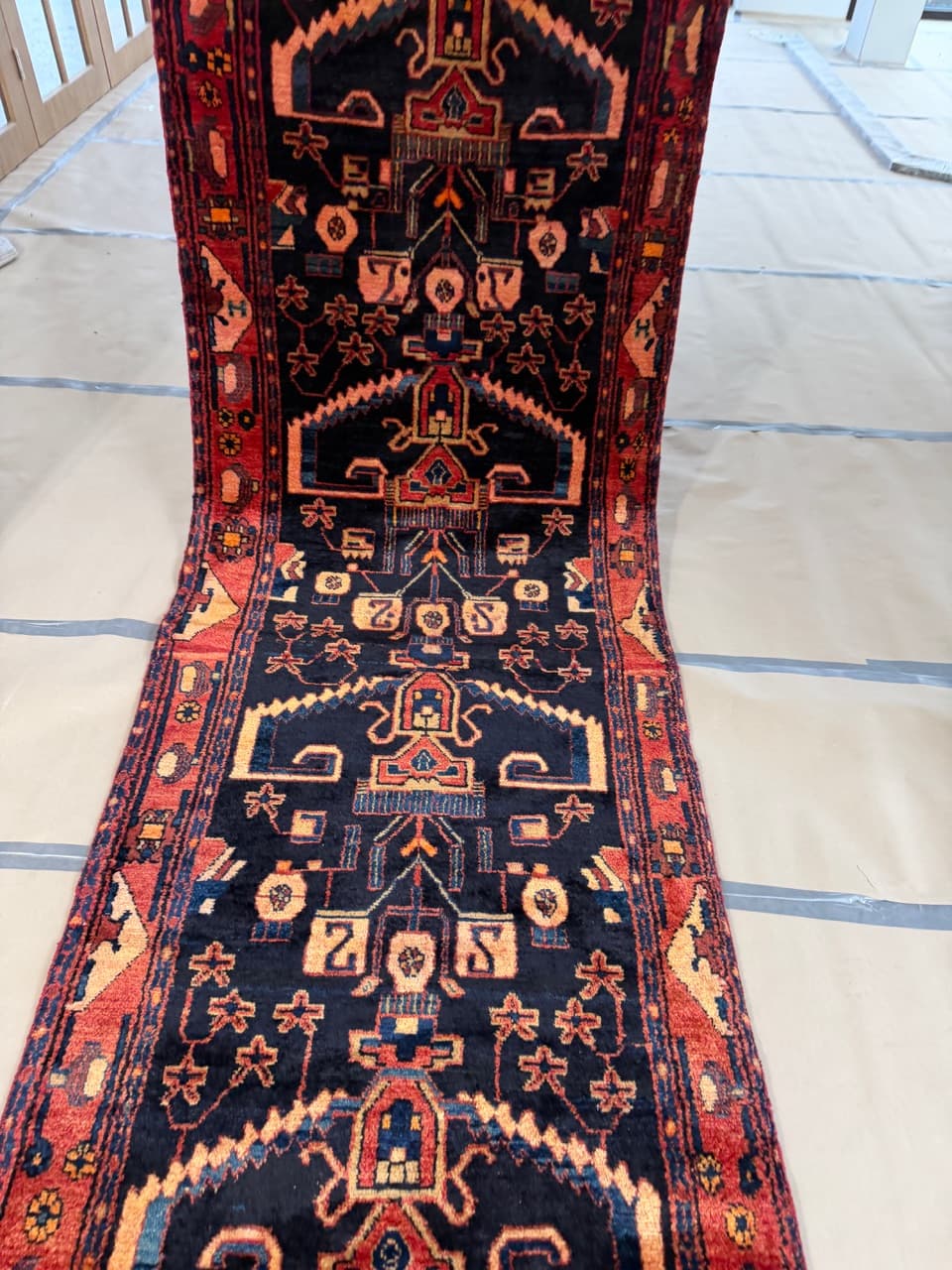 Runner Hamadan 485x105 cm, navy blue, wool, Iran - 195142