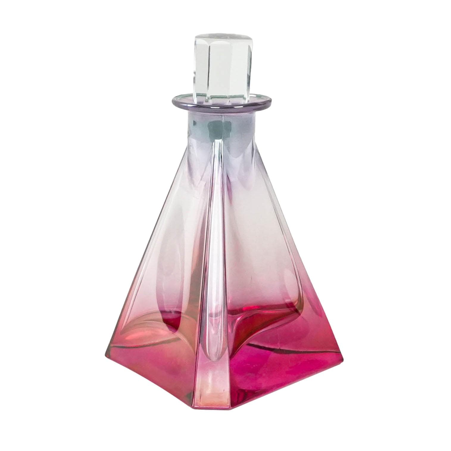 Karafka trójkątna, multikolor, szkło, Czechosłowacja, lata 70.