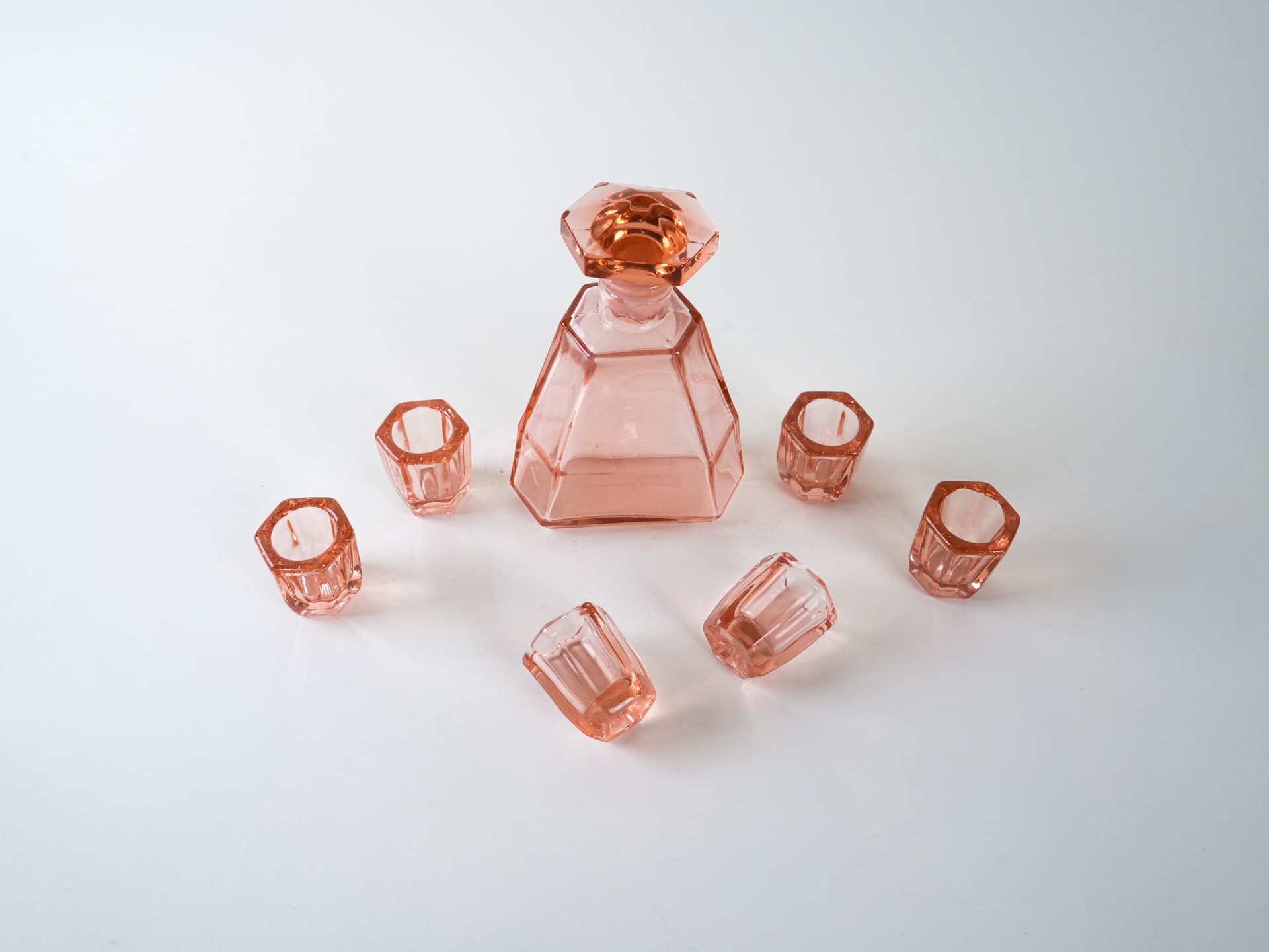 Alcohol Serving Set, pink glass, Italy, 1960s. - 195184