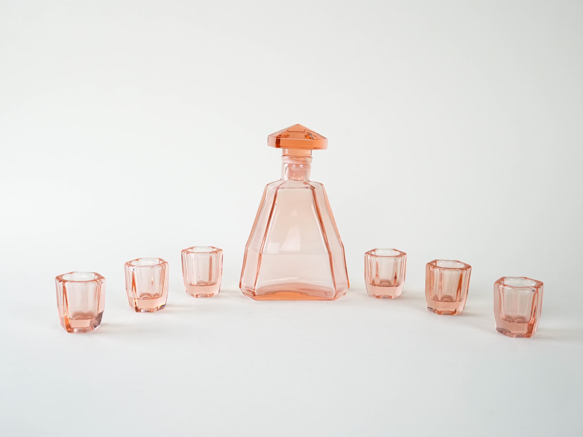 Alcohol Serving Set, pink glass, Italy, 1960s. - 195182