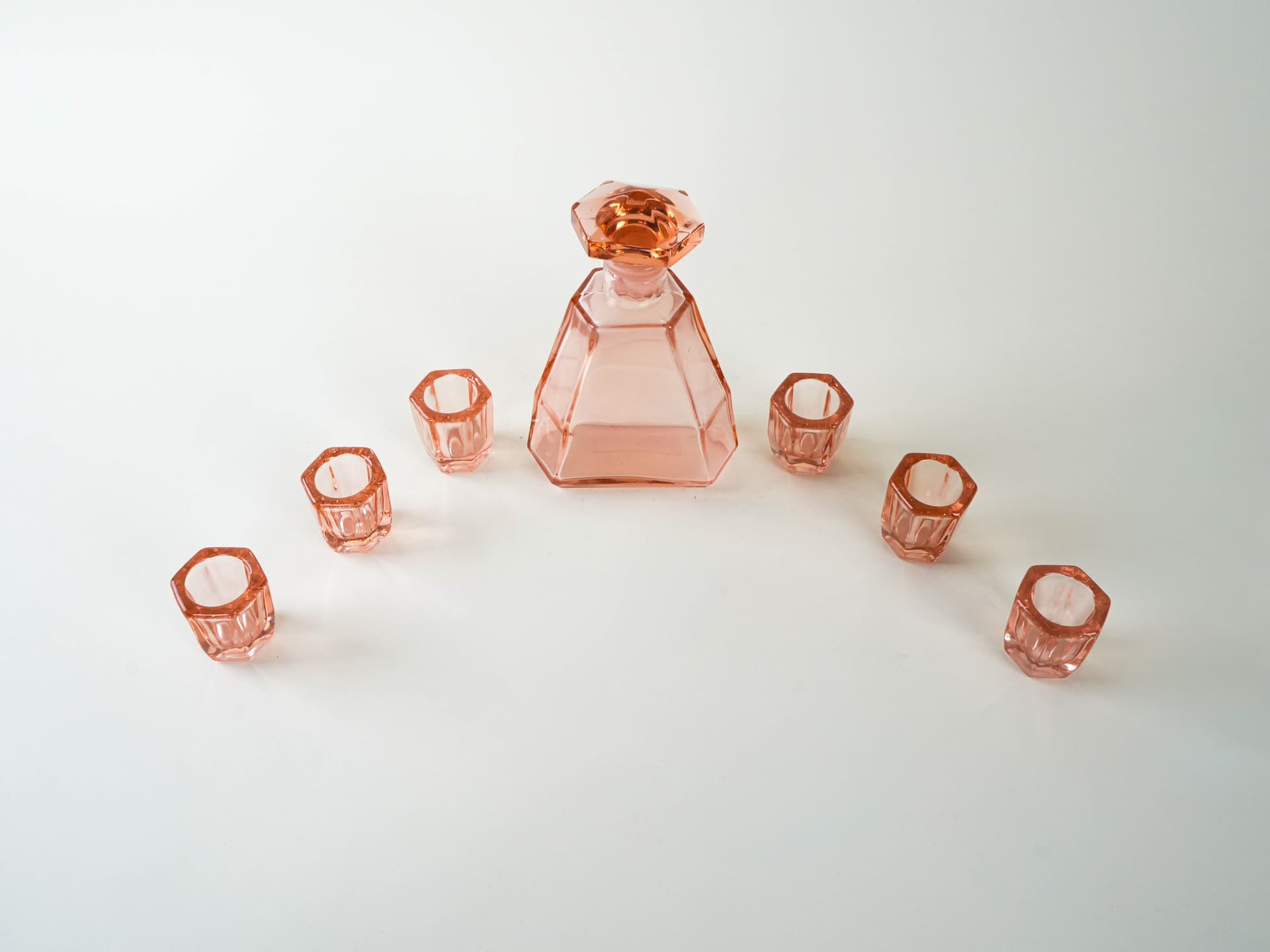 Alcohol Serving Set, pink glass, Italy, 1960s. - 195183