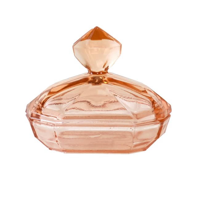 Butter dish Art Deco, pink glass, Italy, 1930s. - DIMENSION