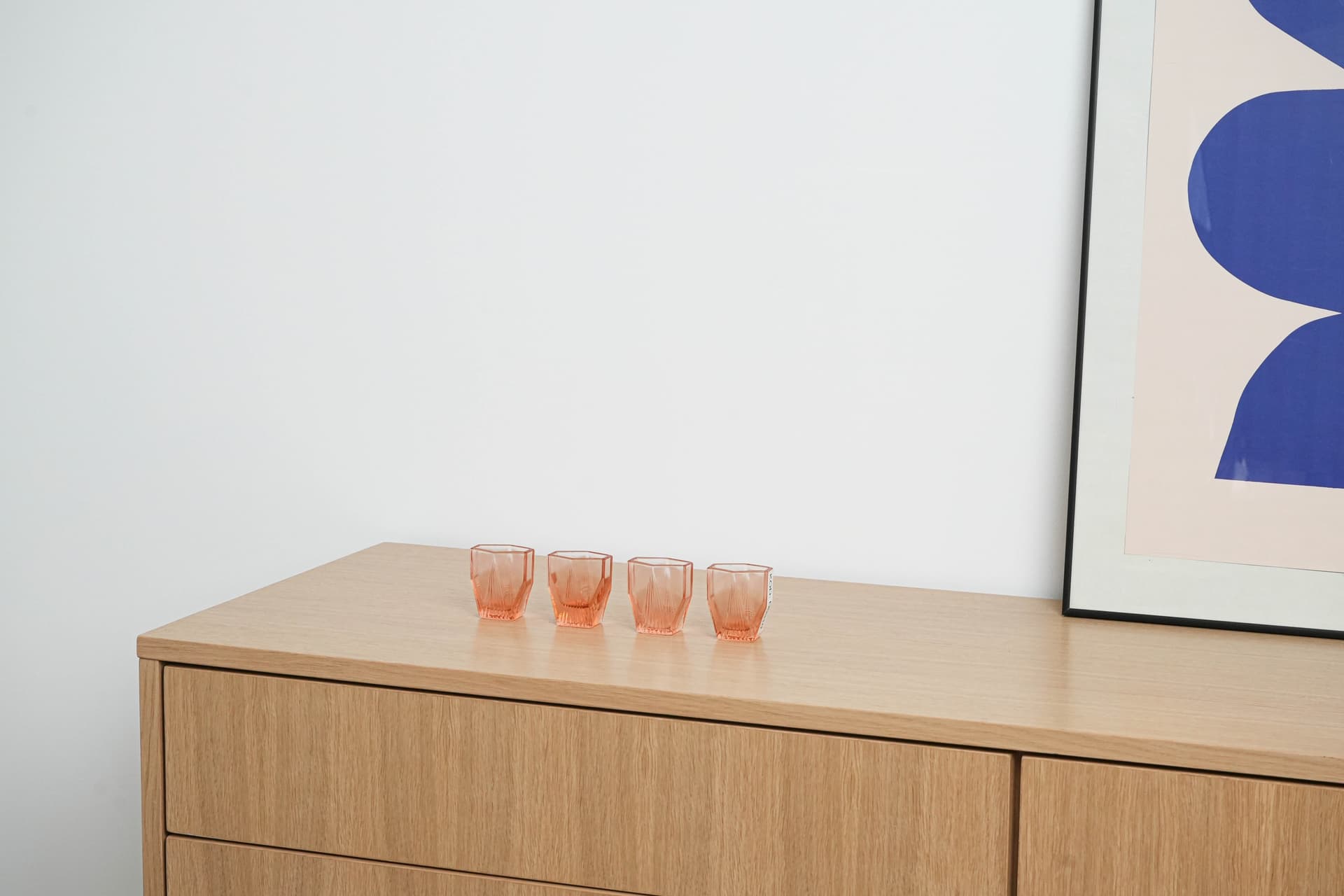 Zestaw kieliszków art déco, różowy, szkło, Włochy, lata 30. - 195195