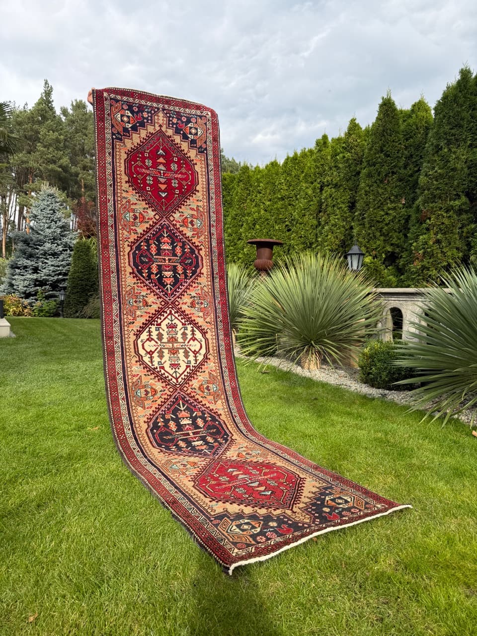 Runner Hamadan 315x80 cm, multicolor wool, Iran, 1990s. - 195357